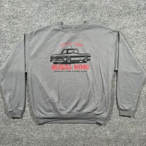 Rural King Mens Sweatshirt Size XL Gray Graphic Crew Neck Casual Pullover